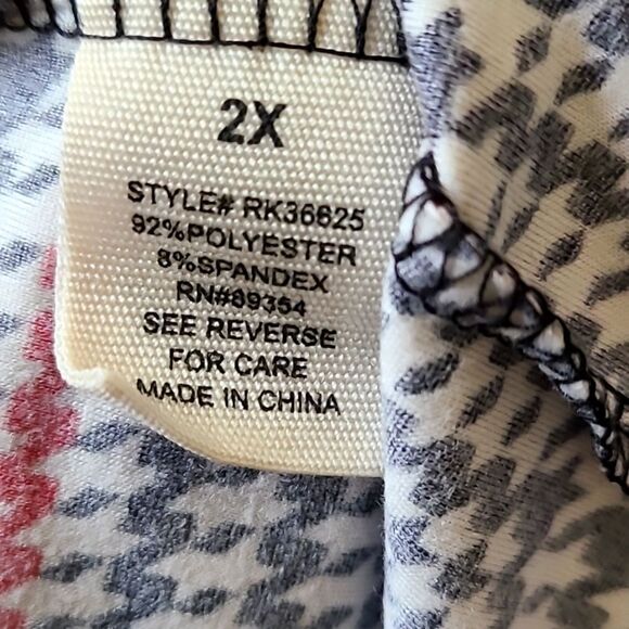 No Comment Red, Black & White Houndstooth Hoodie Pullover Top, Size 2X - Picture 9 of 9